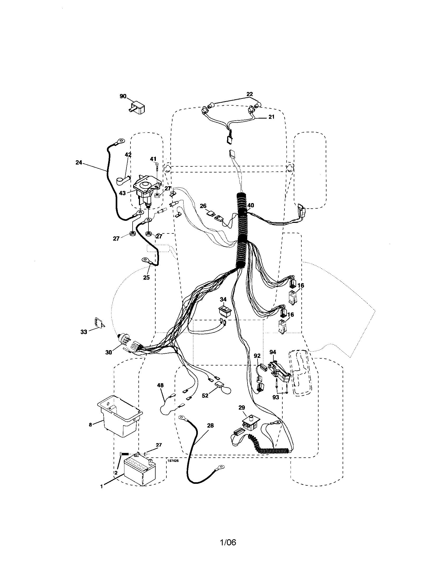 Electrical Diagram and Parts List for 917276410  Craftsman Lawn Tractor