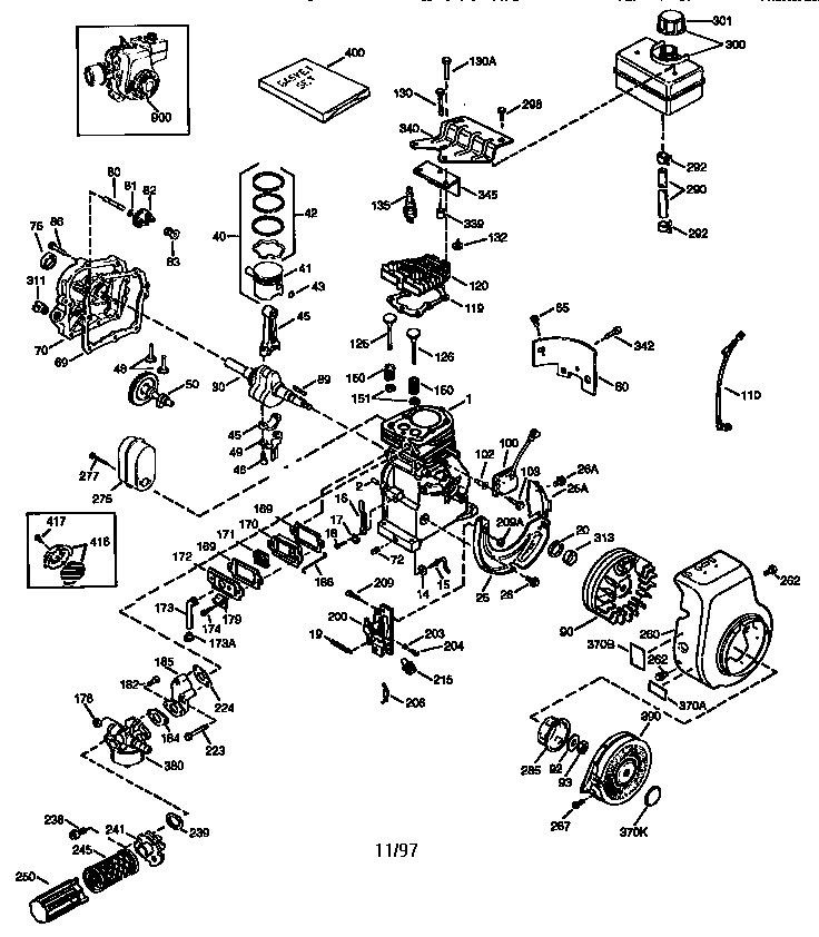 Replacement Parts Diagram and Parts List for 143984000  Craftsman Engine