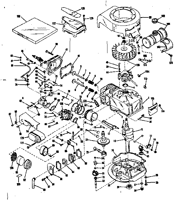 Basic Engine Diagram and Parts List for 143102191  Craftsman Engine