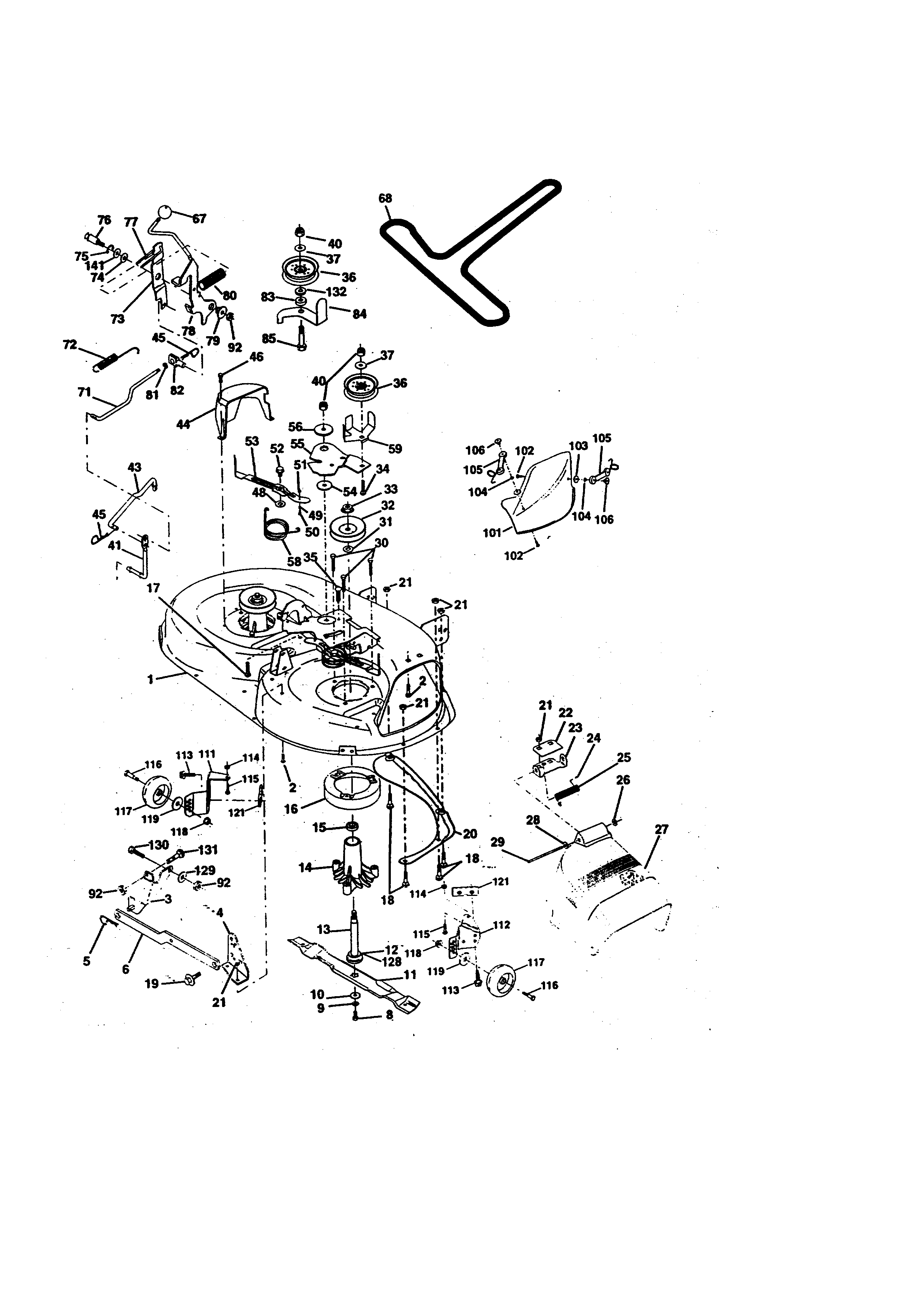 Mower Deck Diagram and Parts List for 917270711  Craftsman Lawn Tractor
