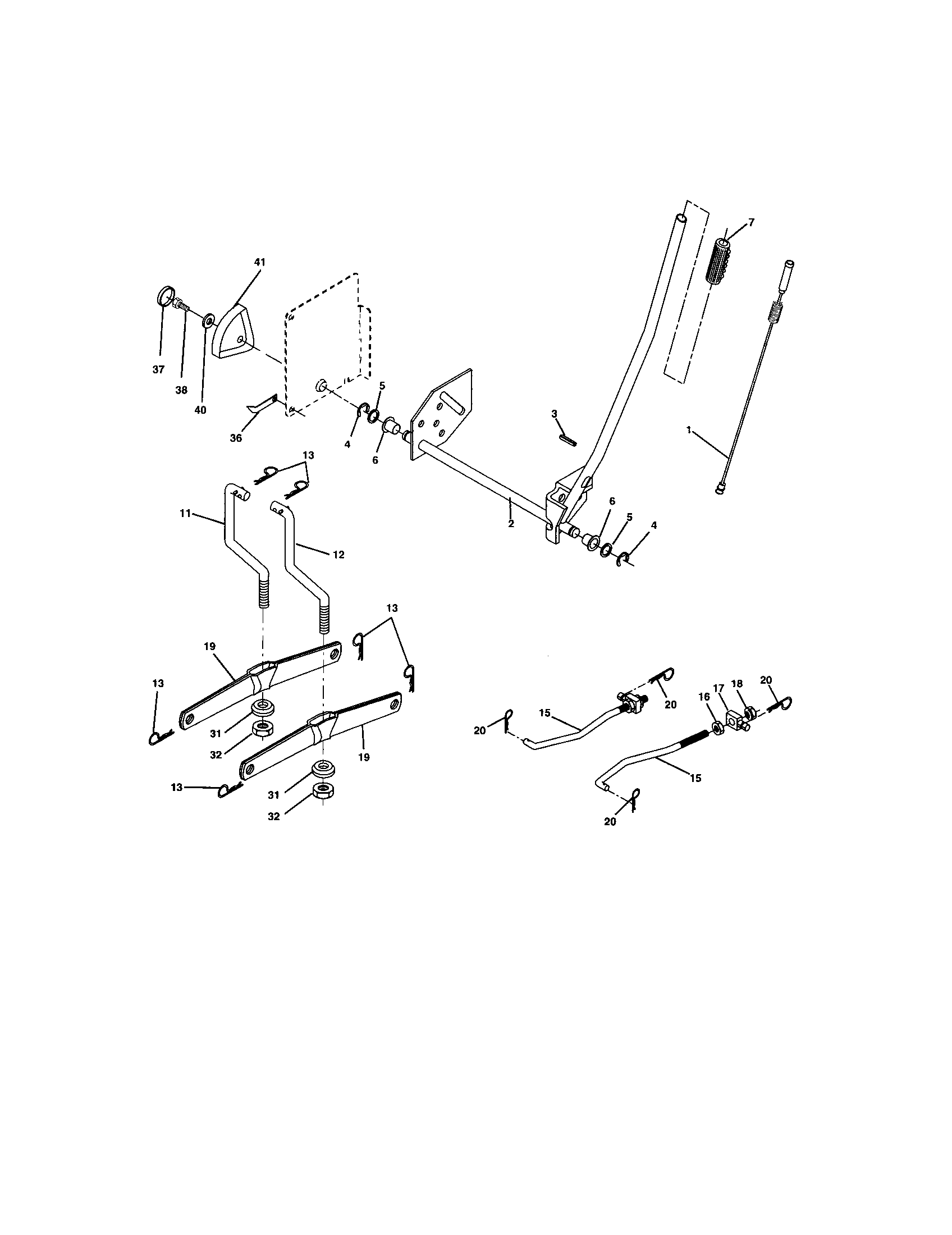 Lift Assembly Diagram and Parts List for 9172736401  Craftsman Lawn Tractor