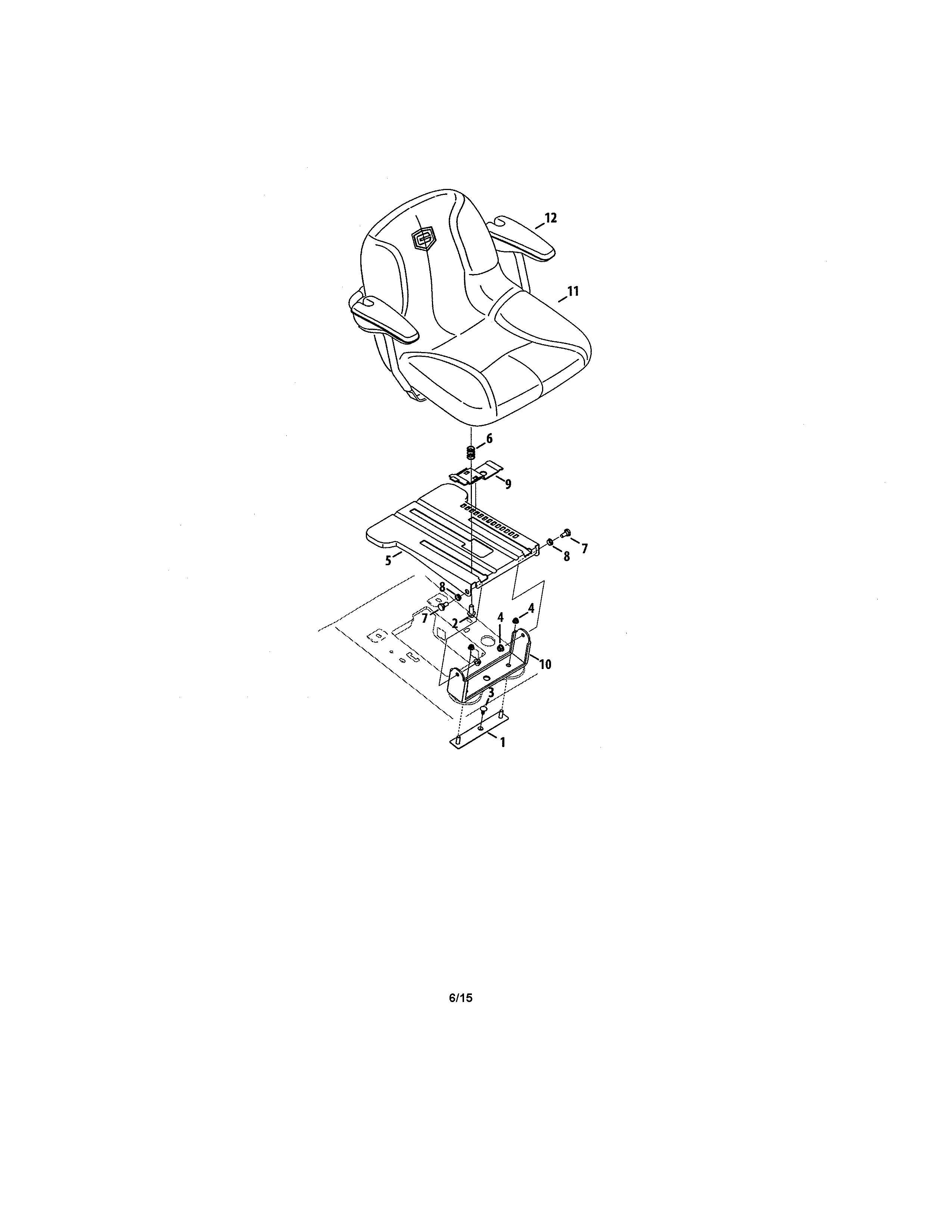 Seat Diagram and Parts List for 247204430  Craftsman Lawn Tractor
