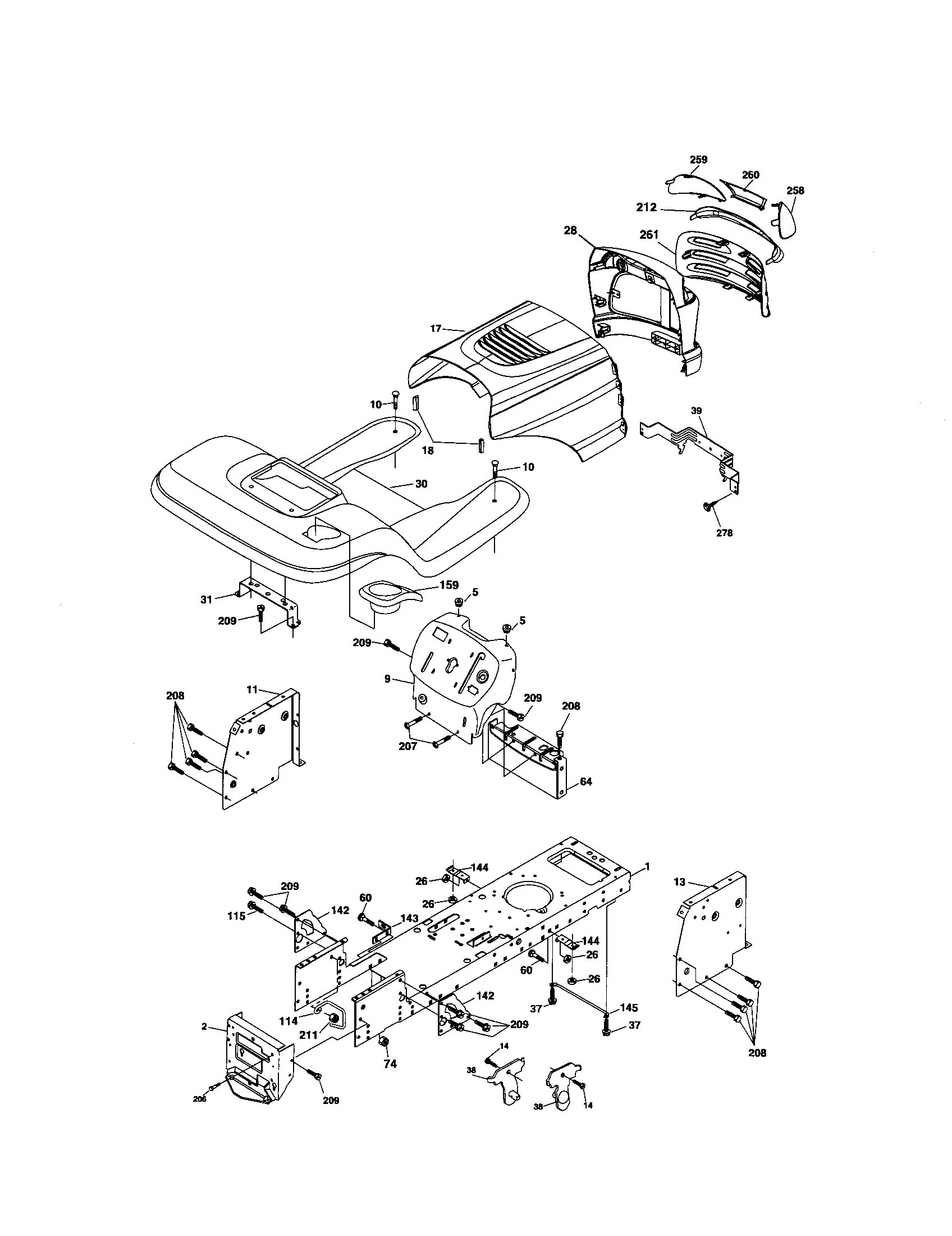 Chassis And Enclosures Diagram and Parts List for 917275753  Craftsman Lawn Tractor