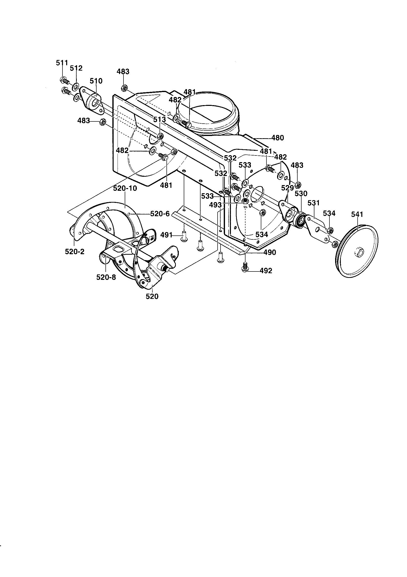 Auger Housing Diagram and Parts List for C950-52735-0  Craftsman Snow Blower