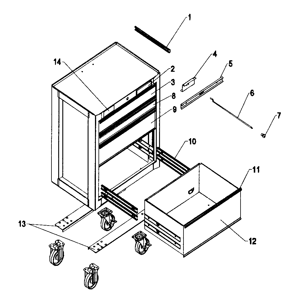 Cabinet Parts Diagram and Parts List for 706135990  Craftsman Tool Stand & Cart
