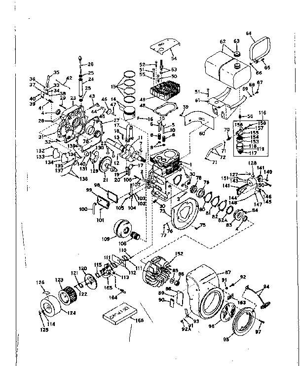 Basic Engine Diagram and Parts List for 143562032  Craftsman Engine