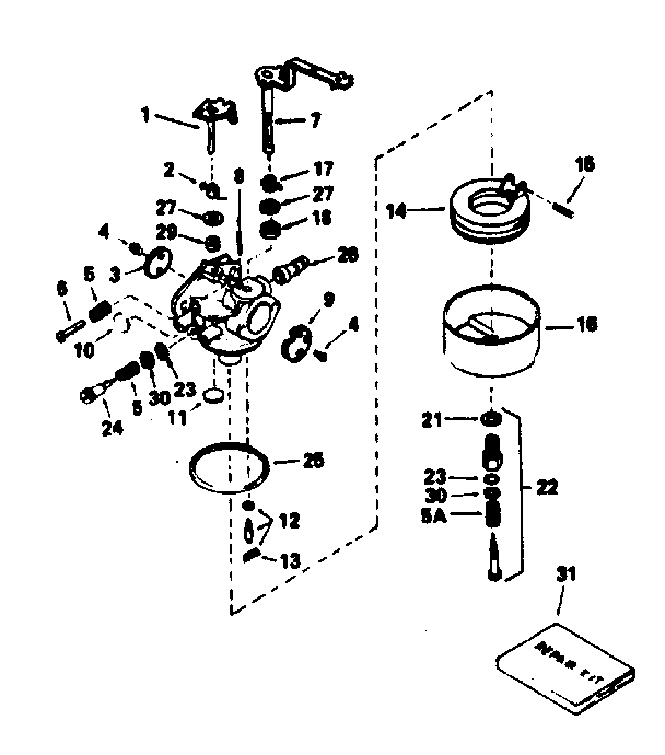 Carburetor No. 632242 Diagram and Parts List for 143786202  Craftsman Engine