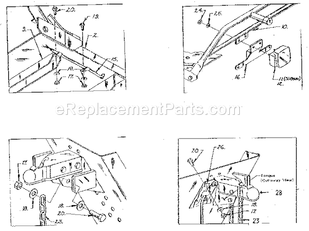 Wheel Platform Assembly Diagram and Parts List for 75885  Craftsman Lawn Tractor