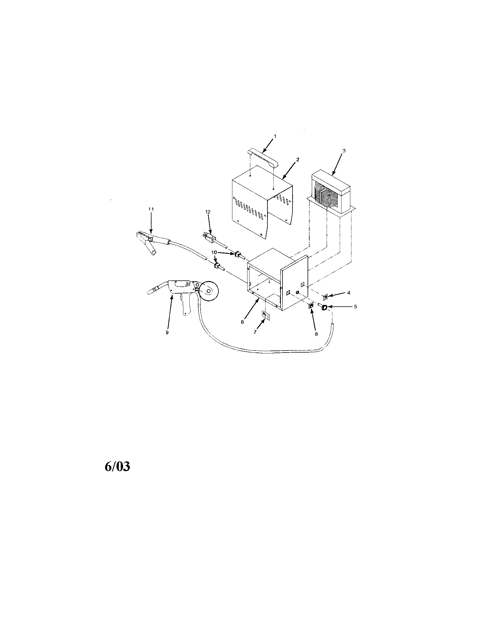 Base/transformer/handle/cover Diagram and Parts List for 93420560  Craftsman Welder