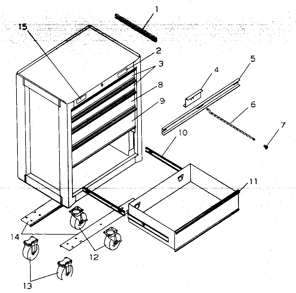 Chest Diagram and Parts List for 706619273  Craftsman Tool Stand & Cart