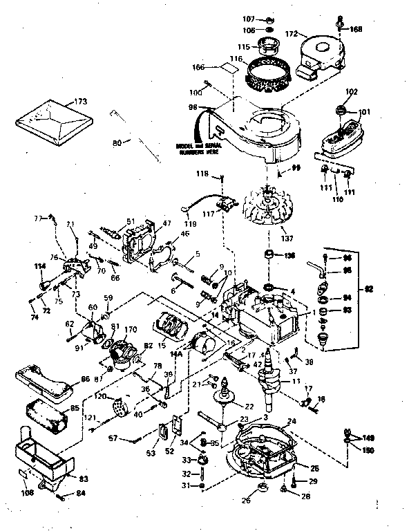 Engine Diagram and Parts List for 143374432  Craftsman Engine