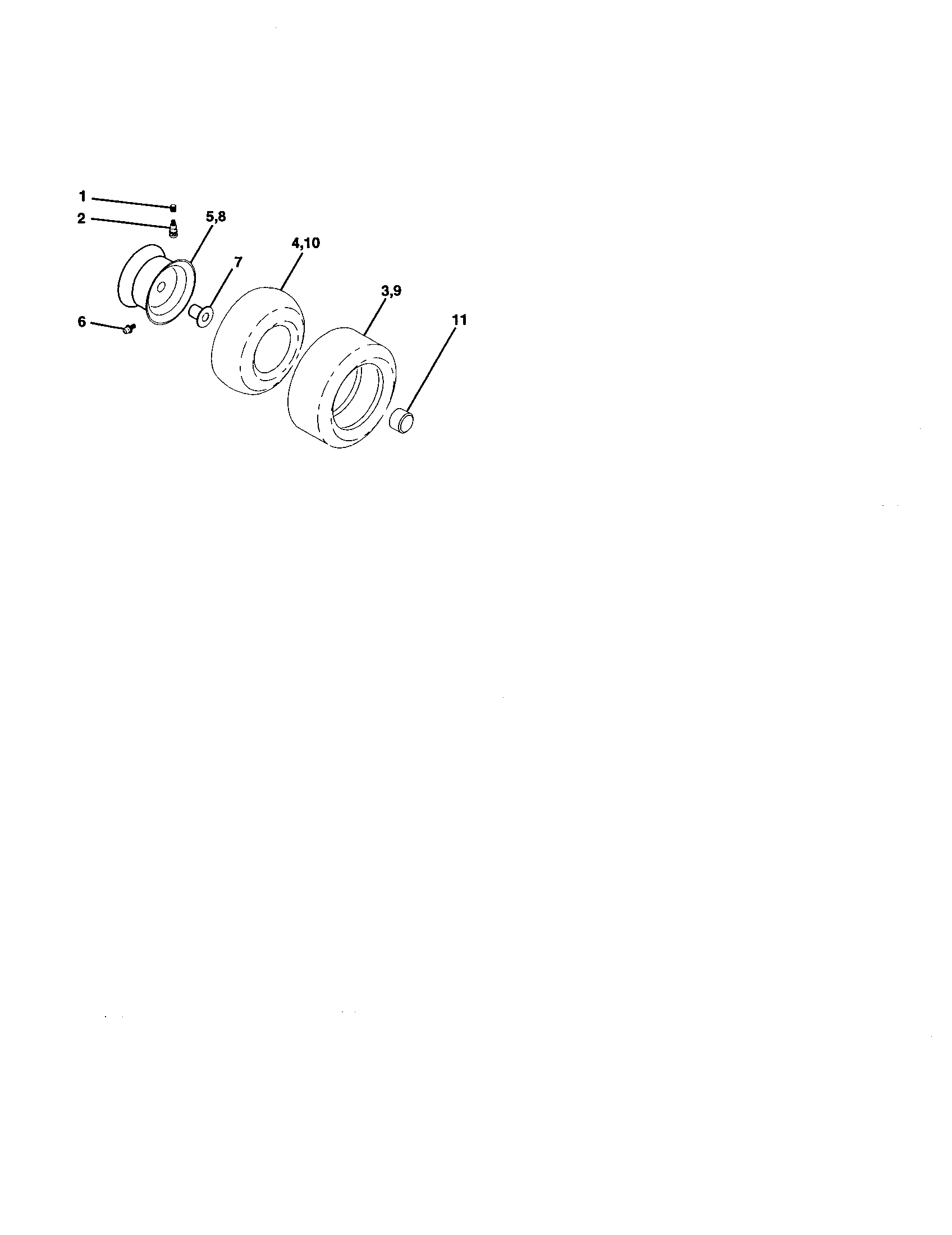 Wheels And Tires Diagram and Parts List for 917271653  Craftsman Lawn Tractor