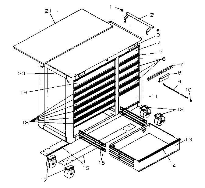 Cabinet Parts Diagram and Parts List for 706619332  Craftsman Tool Stand & Cart