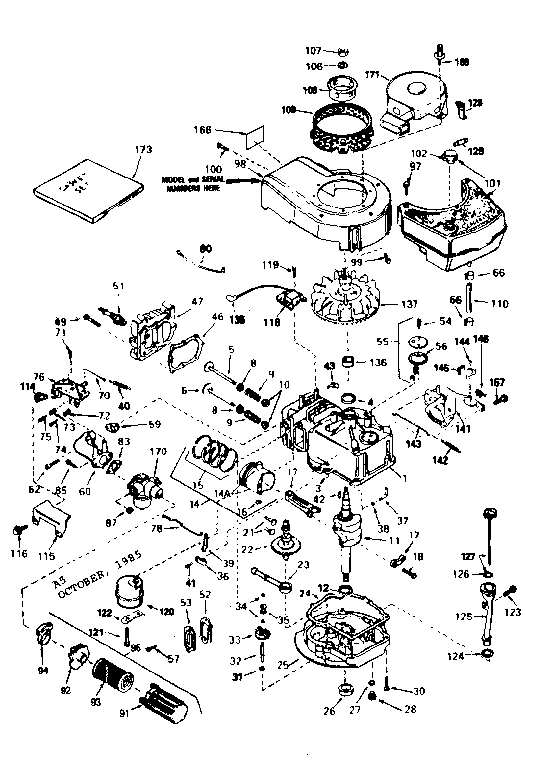 Engine Diagram and Parts List for 143364022  Craftsman Engine