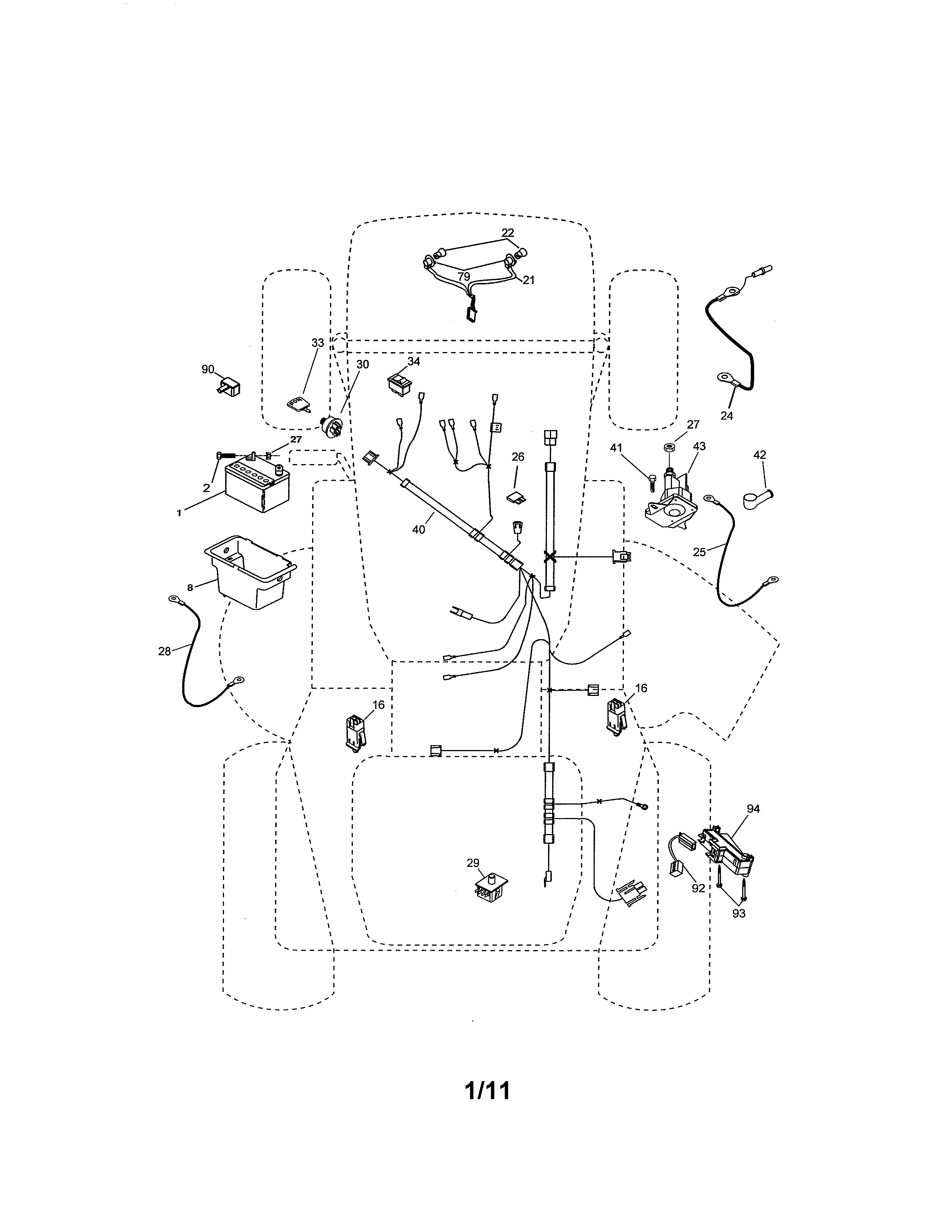 Electrical Diagram and Parts List for 917280150  Craftsman Lawn Tractor