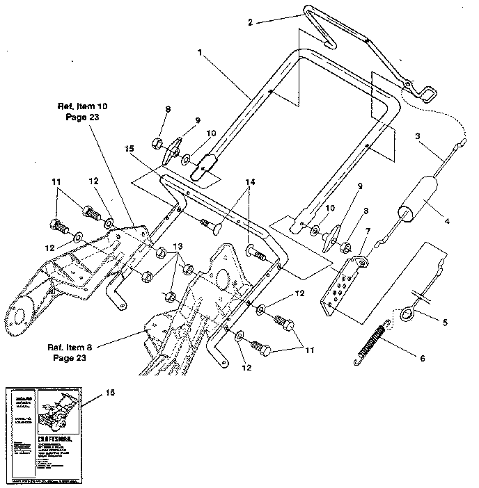 Handle Assembly Diagram and Parts List for 536884330  Craftsman Snow Blower