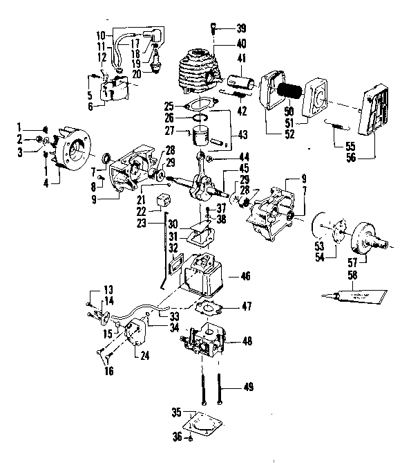 Motor Breakdown Diagram and Parts List for 656796131  Craftsman Trimmer