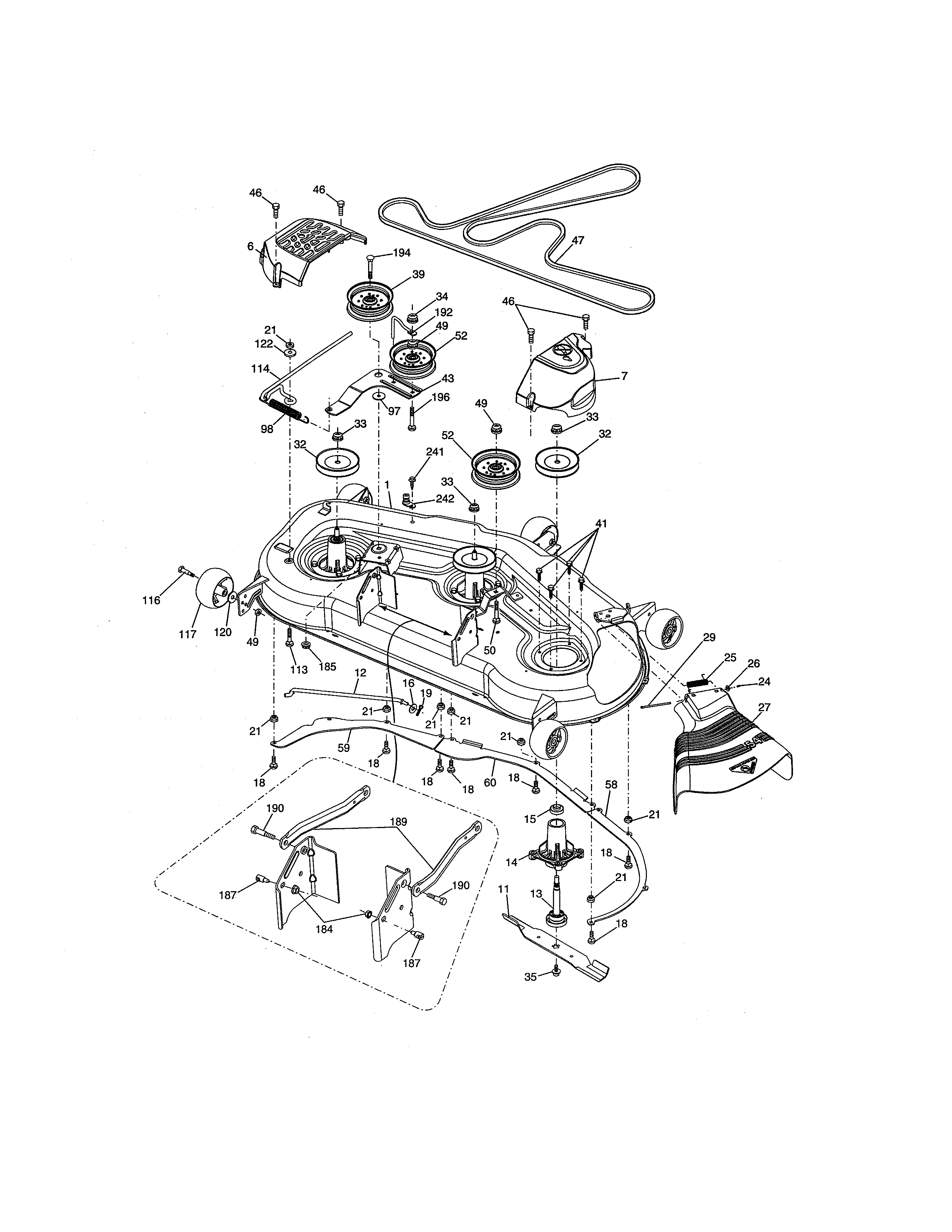Mower Deck Diagram and Parts List for 917273941  Craftsman Lawn Tractor