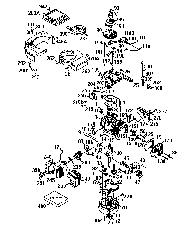 4-cycle Engine Diagram and Parts List for 143956006  Craftsman Engine