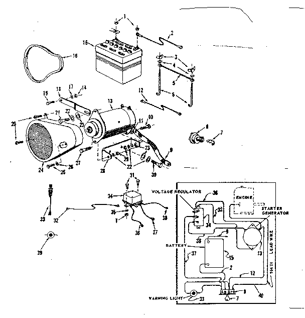 Electrical System Diagram and Parts List for 91725550  Craftsman Lawn Tractor