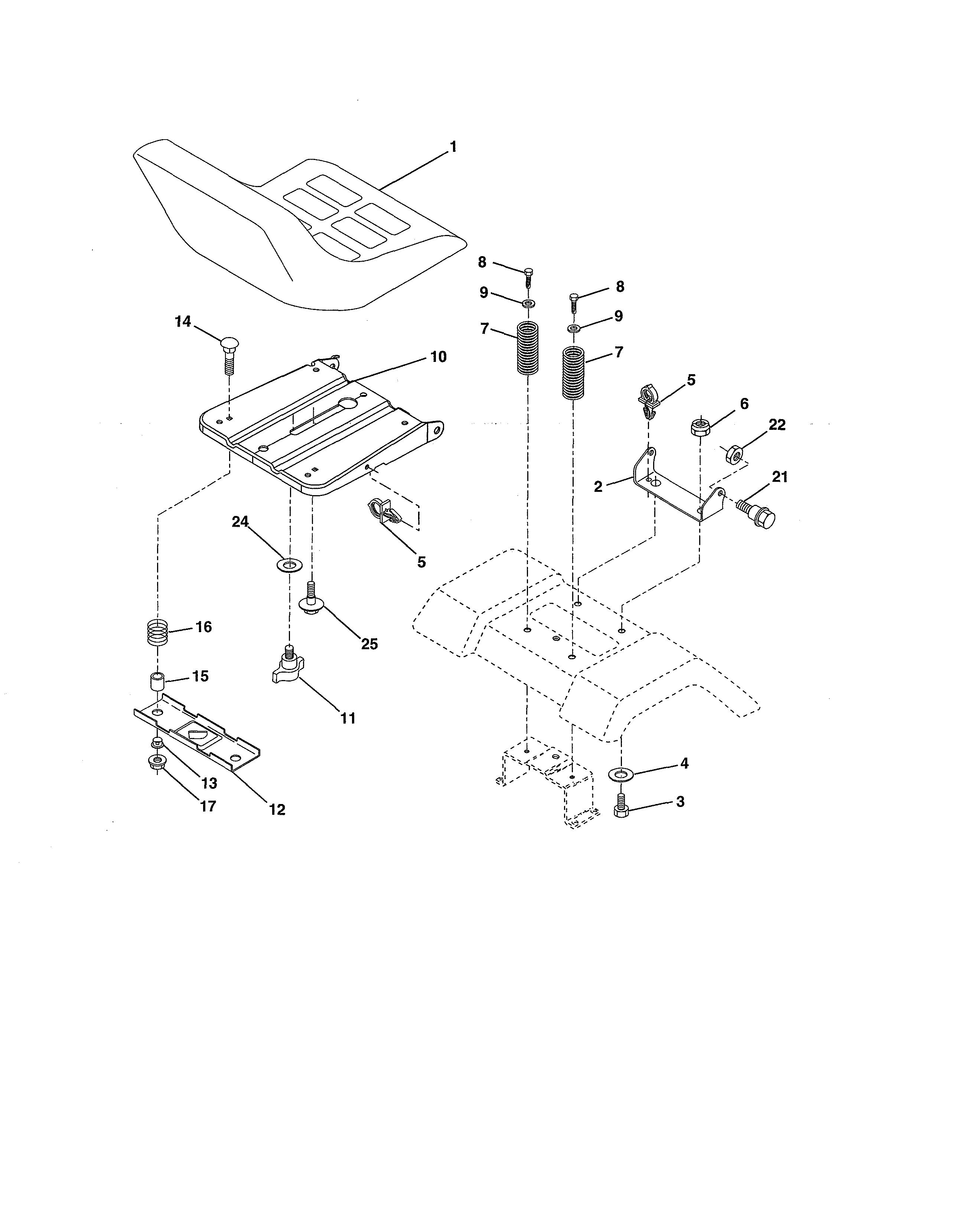 Seat Diagram and Parts List for 917986130  Craftsman Lawn Tractor