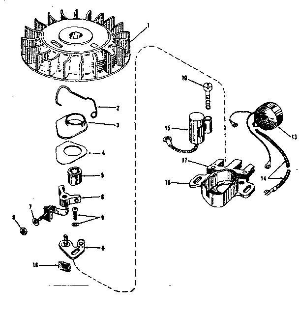 Magneto Diagram and Parts List for 143524041  Craftsman Engine