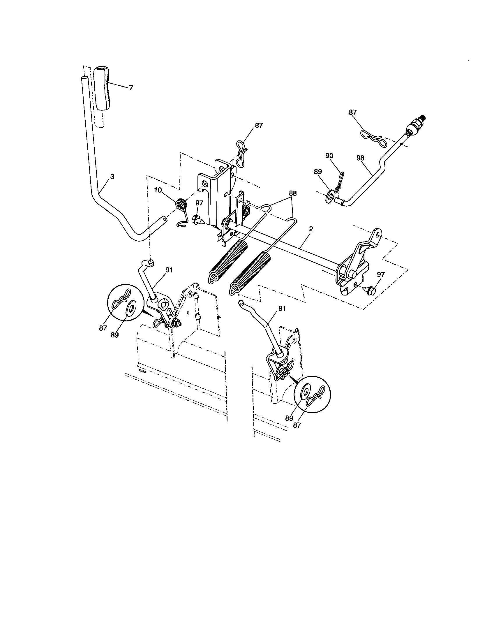 Lift Diagram and Parts List for 917286450  Craftsman Lawn Tractor