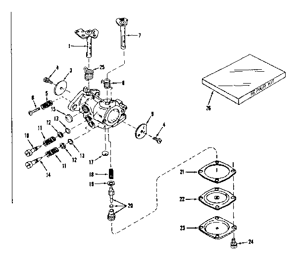 Carburetor No. 29780 Diagram and Parts List for 143501181  Craftsman Engine