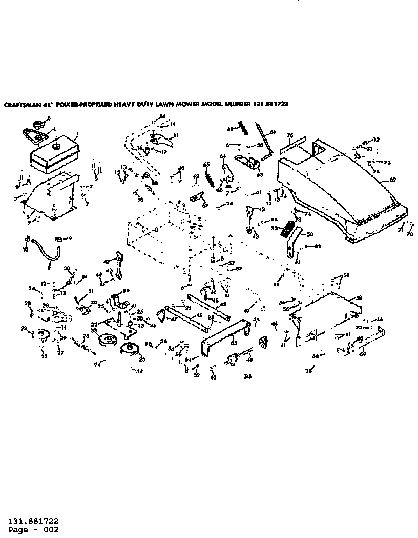 Shroud And Fuel Tank Assembly Diagram and Parts List for 131881722  Craftsman Lawn Mower