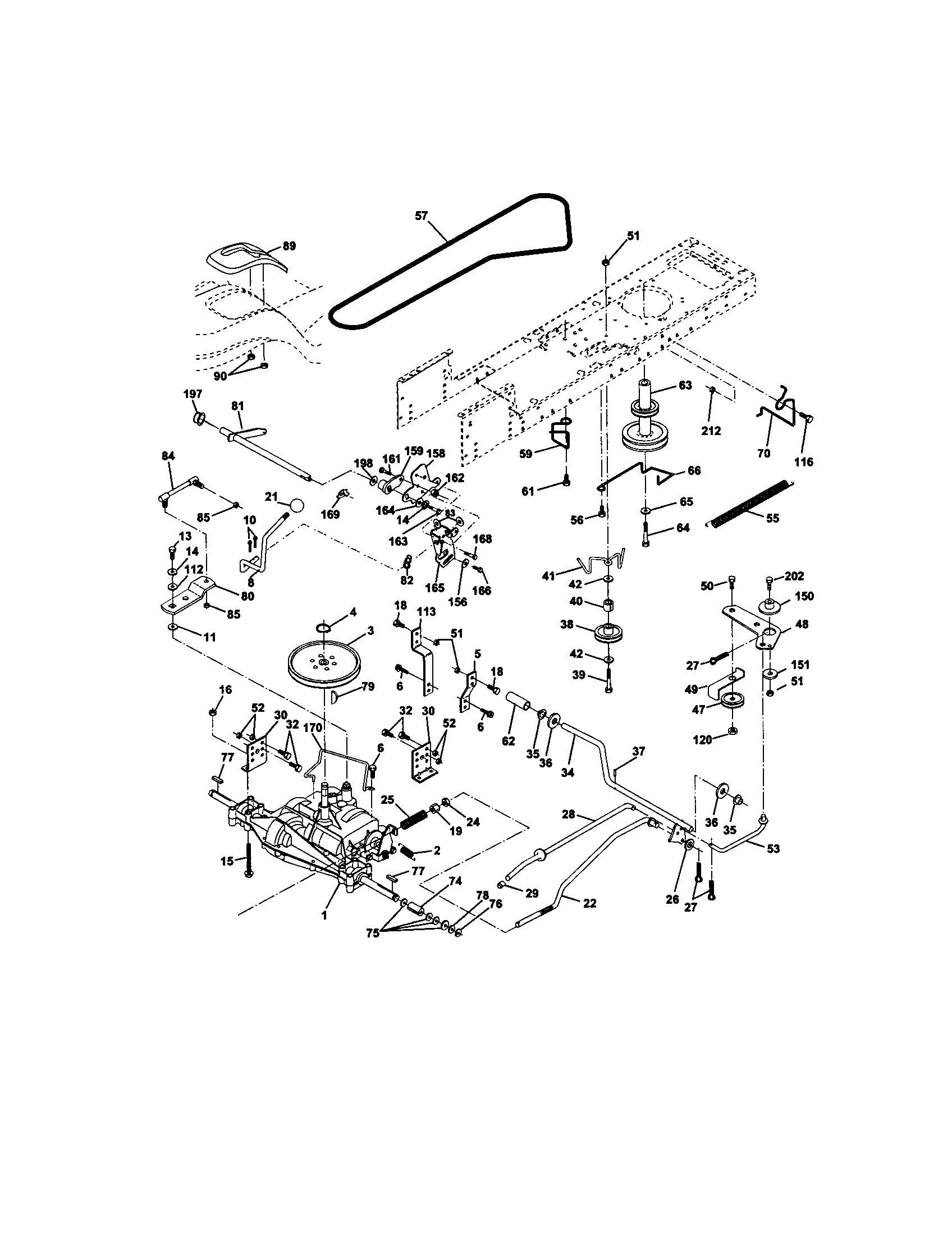 Ground Drive Diagram and Parts List for 917271633  Craftsman Lawn Tractor