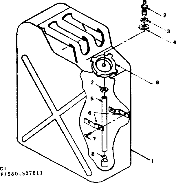 5 Gallon Fuel Tank Diagram and Parts List for 580327811  Craftsman Generator