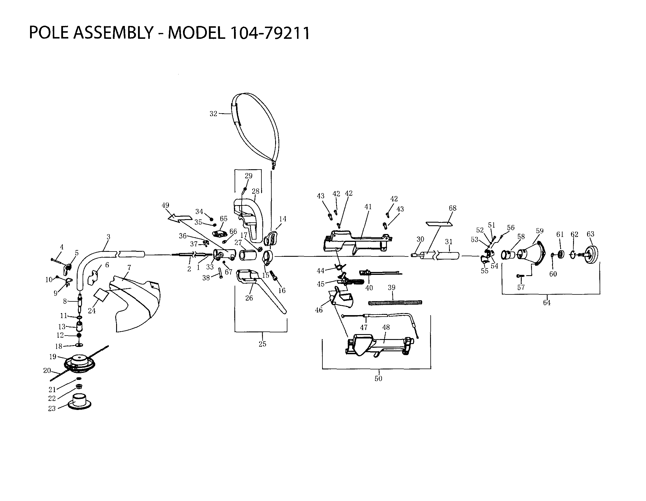 Pole - Model 10479211 Diagram and Parts List for 10479211  Craftsman Trimmer