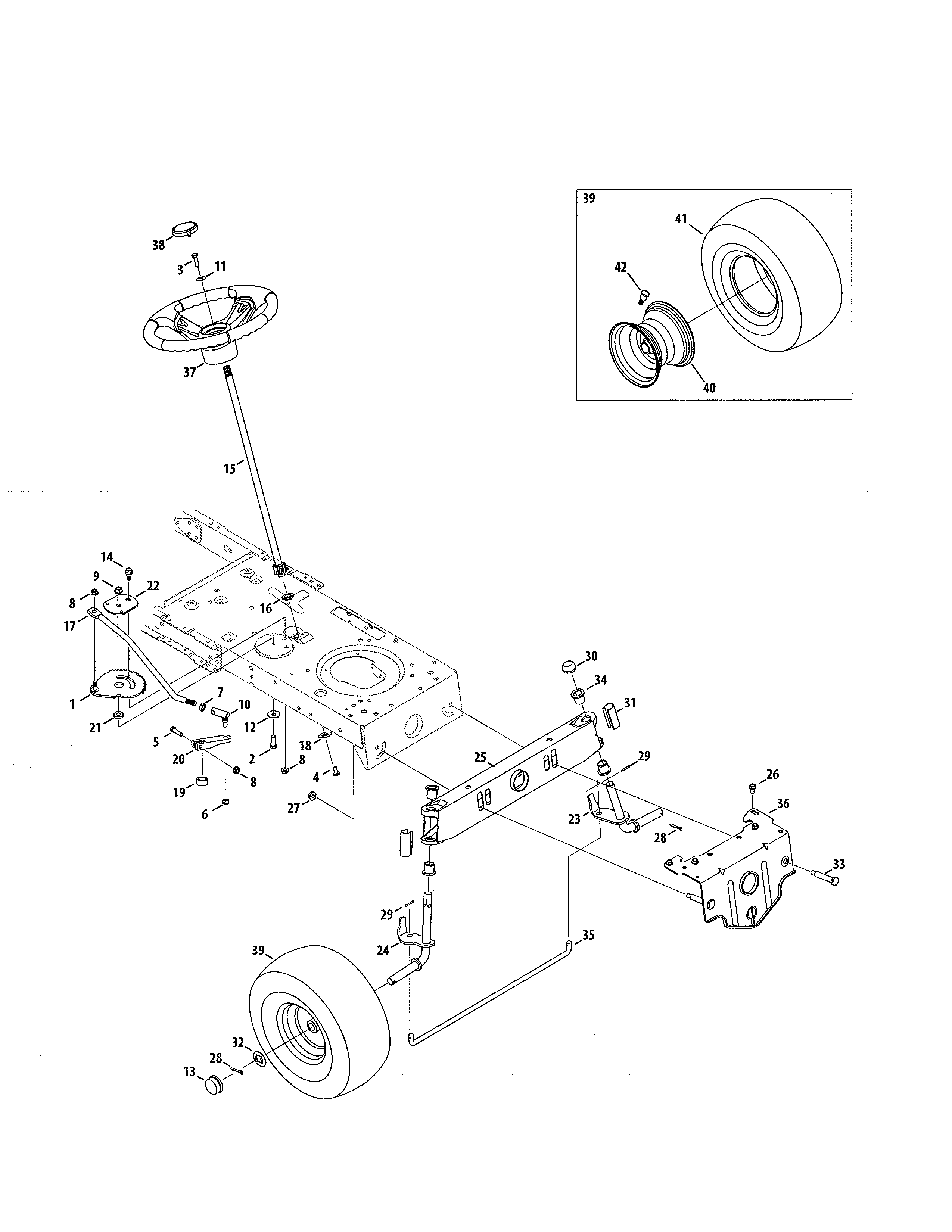 Steering Diagram and Parts List for 247203772  Craftsman Lawn Tractor