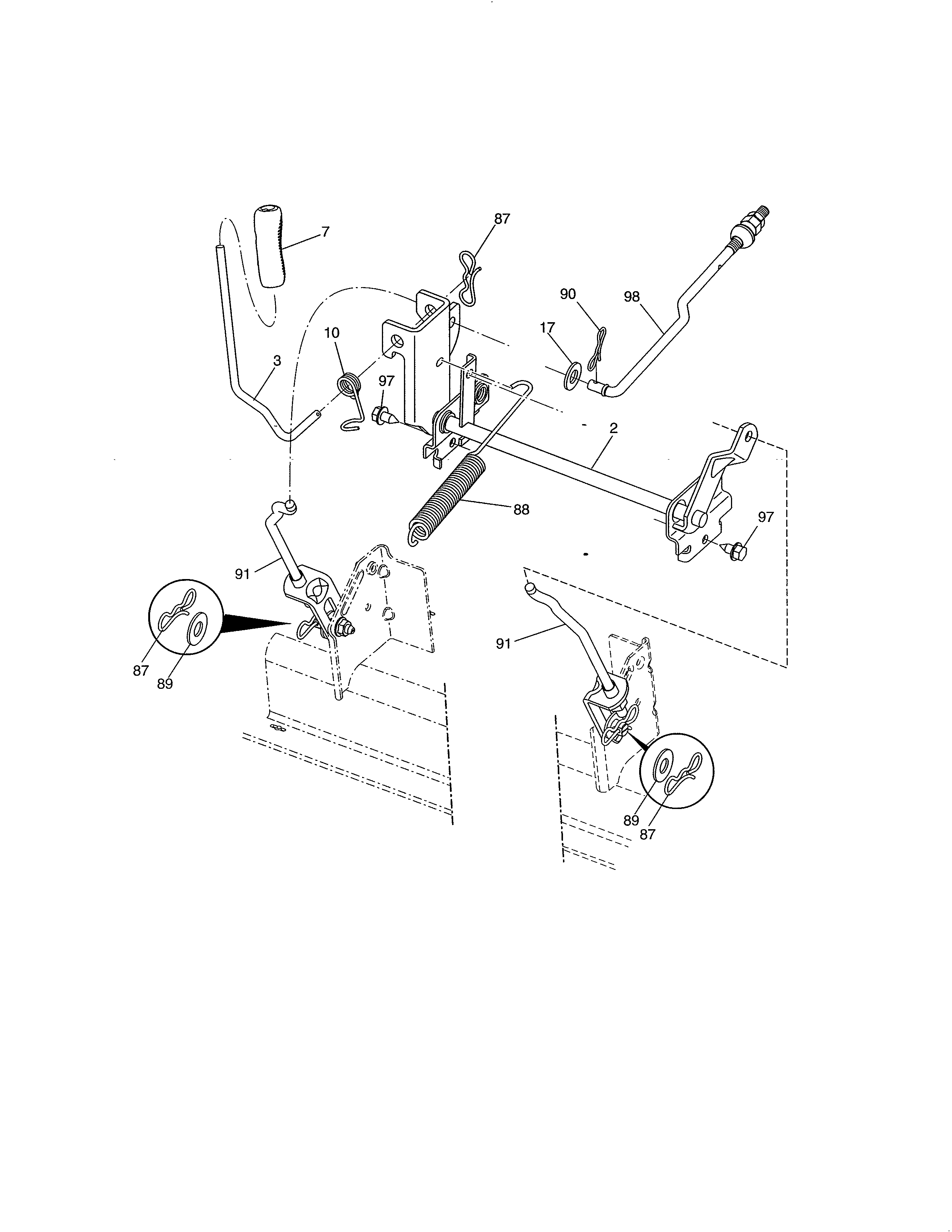 Lift Diagram and Parts List for 917250810  Craftsman Lawn Tractor