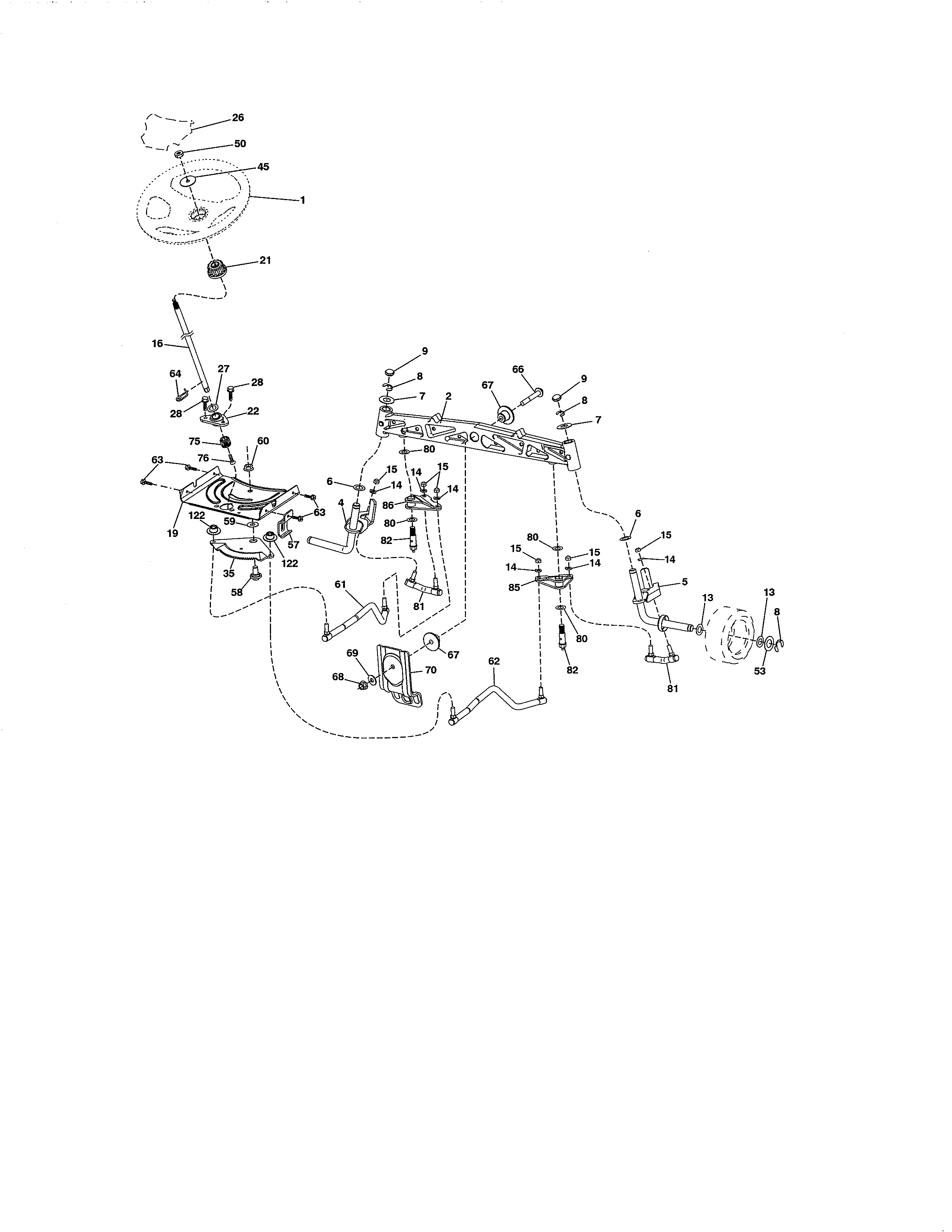 Steering Diagram and Parts List for 917986440  Craftsman Lawn Tractor