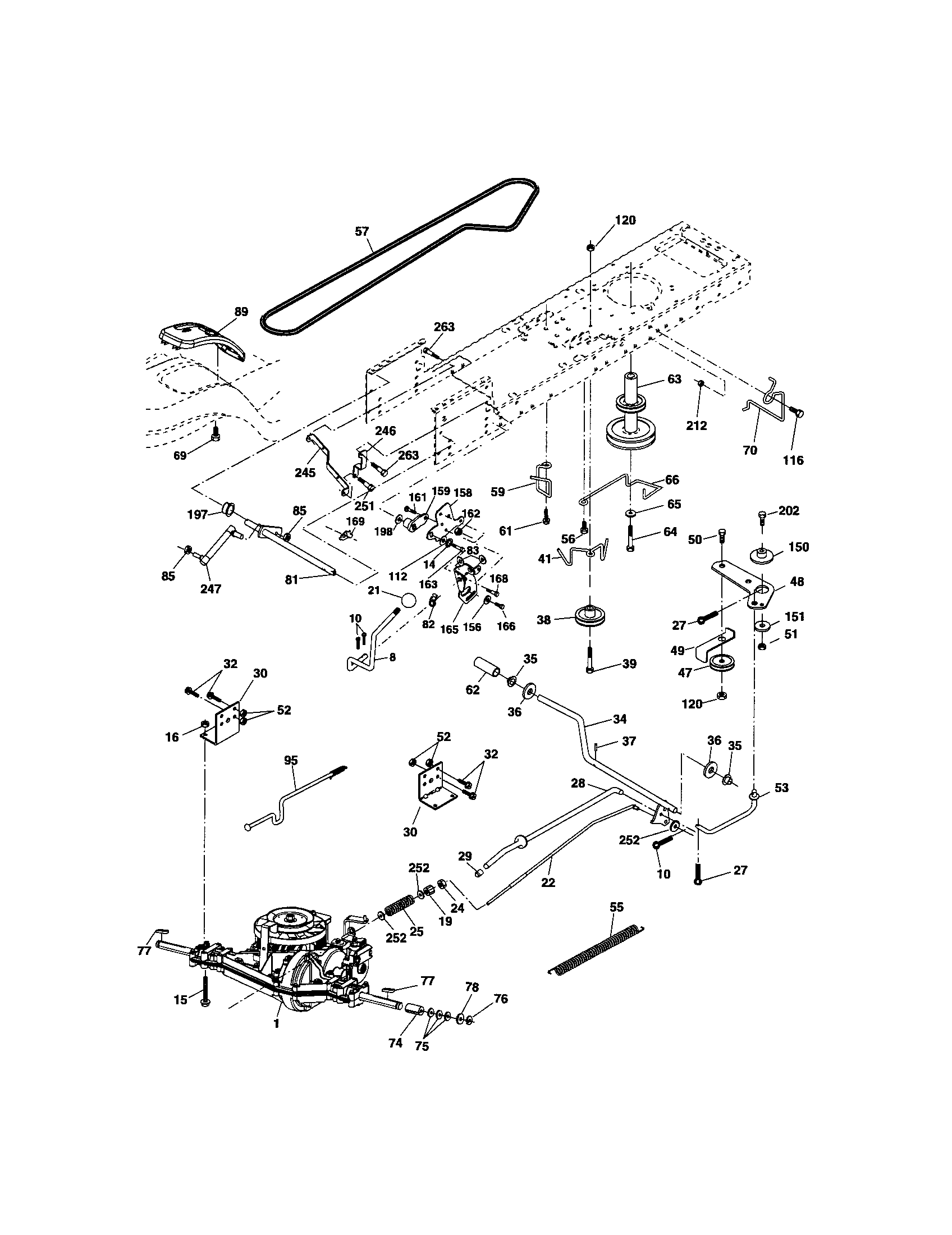 Ground Drive Diagram and Parts List for 917287081  Craftsman Lawn Tractor