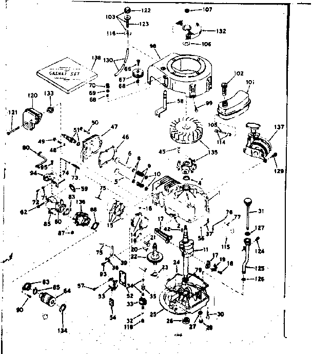 Basic Engine Diagram and Parts List for 143207032  Craftsman Engine