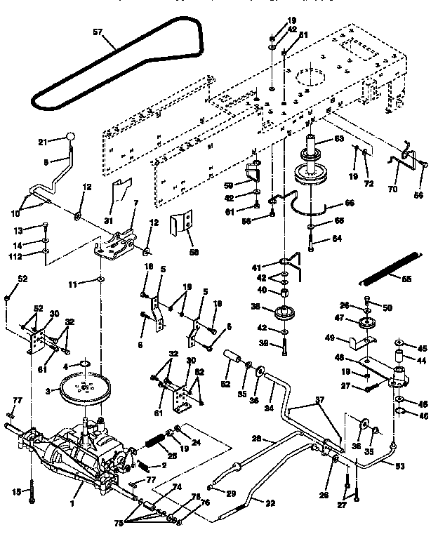 Drive Diagram and Parts List for 917252503  Craftsman Lawn Tractor