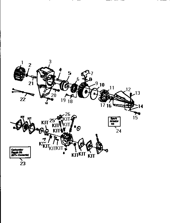 Carburetor Diagram and Parts List for 358798471  Craftsman Trimmer