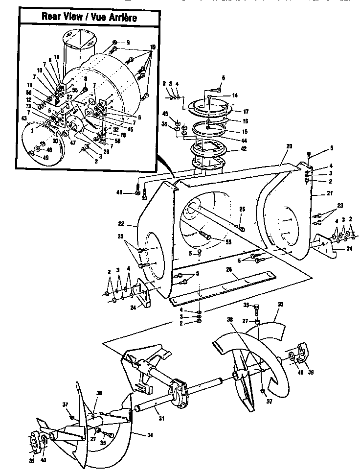 Auger Housing Diagram and Parts List for 88419  Craftsman Snow Blower