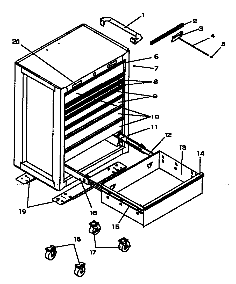 Tool Box Diagram and Parts List for 706598941  Craftsman Tool Stand & Cart