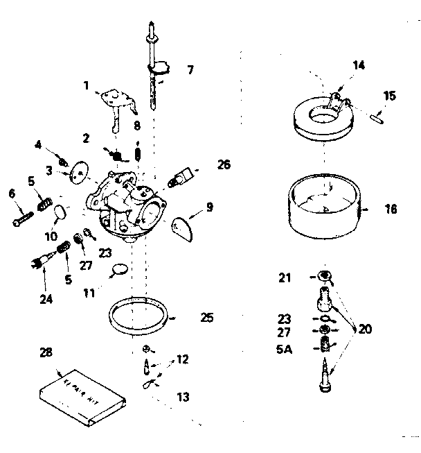 Carburetor 632378 Diagram and Parts List for 143754102  Craftsman Engine
