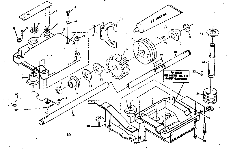 Gear Case Assembly Part No. 83492 Diagram and Parts List for 131978223  Craftsman Lawn Mower