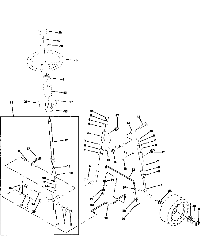 Steering Assembly Diagram and Parts List for 917256830  Craftsman Lawn Tractor