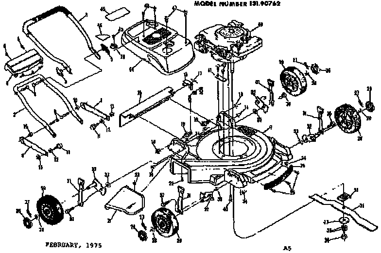 Replacement Parts Diagram and Parts List for 13190762  Craftsman Lawn Mower
