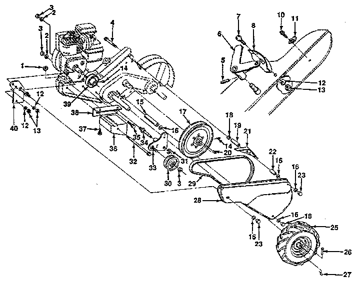 Mainframe, Left Side Diagram and Parts List for 917299652  Craftsman Tiller