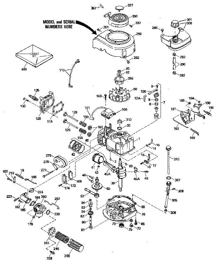 Replacement Parts Diagram and Parts List for 143414302  Craftsman Engine