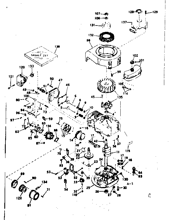 Basic Engine Diagram and Parts List for 143207052  Craftsman Engine