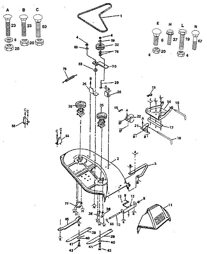 Mower Diagram and Parts List for 917254780  Craftsman Lawn Tractor