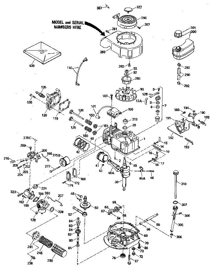 Replacement Parts Diagram and Parts List for 143414562  Craftsman Engine